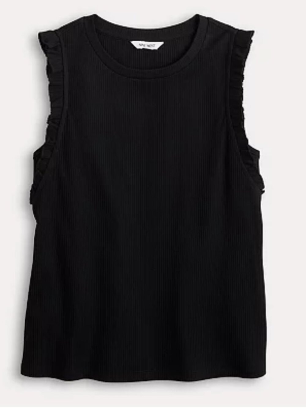 Nine West Black Ribbed Tank with Ruffle Shoulders - Picture 7 of 8